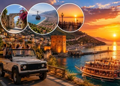 Alanya: Wycieczka po Mieście Jeepami i Rejs o Zachodzie Słońca