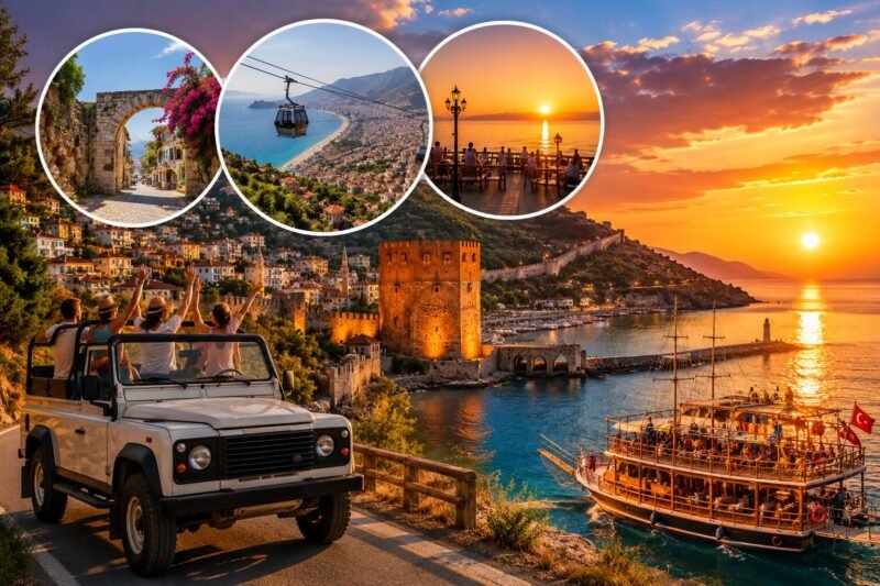 Alanya: Wycieczka po Mieście Jeepami i Rejs o Zachodzie Słońca